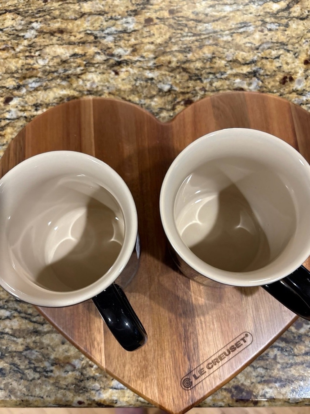 Le Creuset Glossy Black Stoneware 400ml Coffee Mugs - Pair - Picture 4 of 6